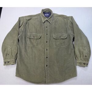Wolverine Jacket Shirt Shacket Mens L Corduroy Fleece Lined Quilted Arms‎ Green